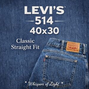 Levi’s 514 Straight Fit Jeans Mens 40x30 Medium Wash Classic Denim 🧢
